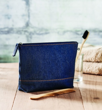 Logotrade promotional product picture of: Recycled denim cosmetic pouch